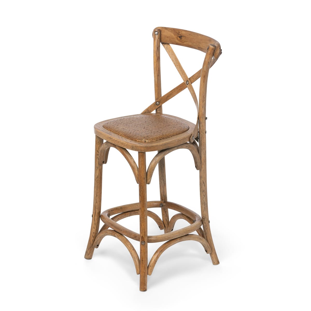 Wooden Cross Back Counter Stool - Image 4