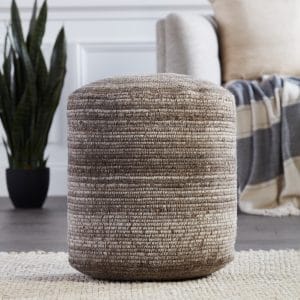 Duro Striped Gray/ Brown Cylinder Pouf