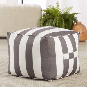 Chatham Indoor/ Outdoor Striped Gray/ White Cuboid Pouf