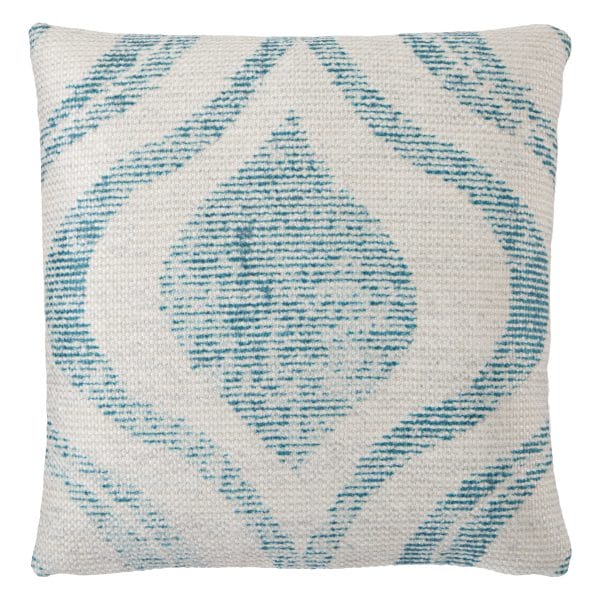 Nikki Chu by  Cymbal Indoor/ Outdoor Geometric Teal/ Cream (18" Square)