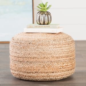  Sangam Natural Solid Beige Cylinder Pouf