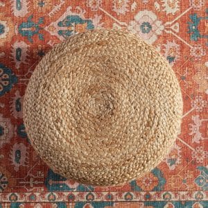 Sangam Natural Solid Beige Cylinder Pouf