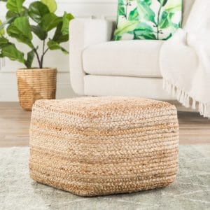  Sangam Natural Solid Beige Cuboid Pouf