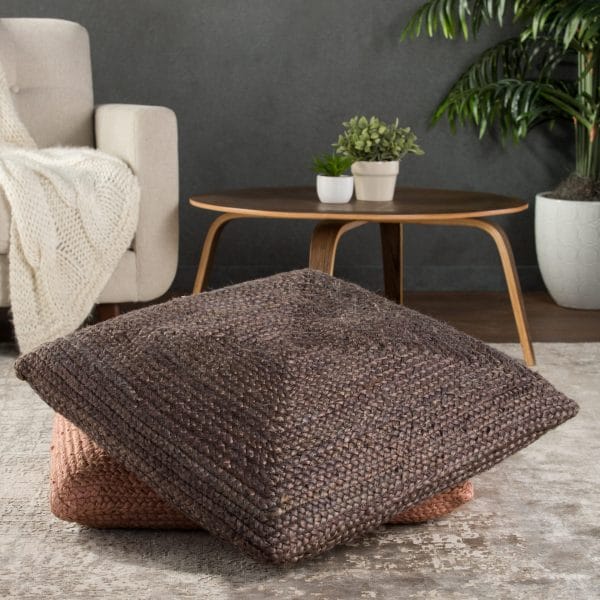 Natia Solid Brown Floor Cushion (28" Square)