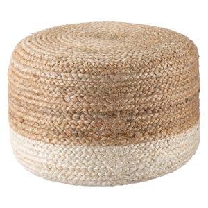 Oliana Natural Ombre White/ Beige Cylinder Pouf