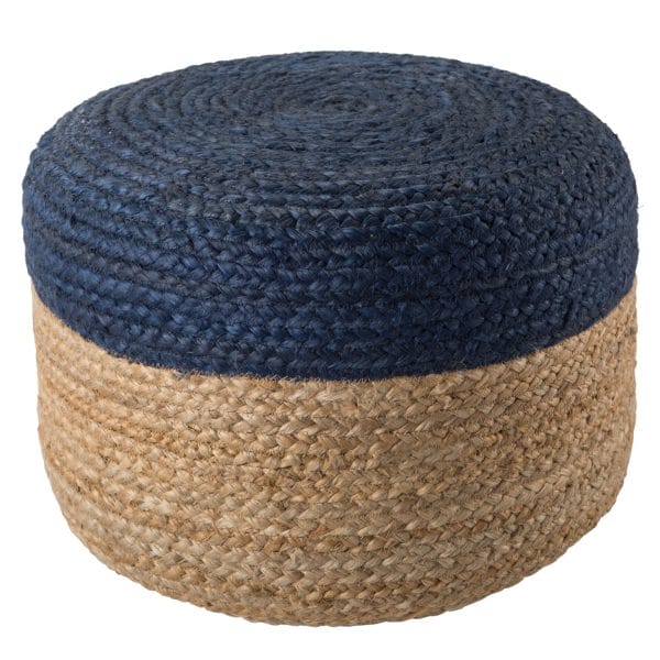 Oliana Natural Ombre Blue/ Beige Cylinder Pouf