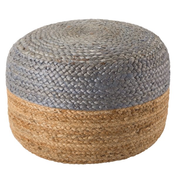 Oliana Natural Ombre Light Gray/ Beige Cylinder Pouf