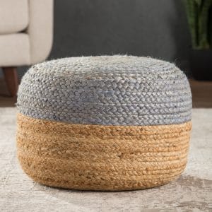 Oliana Natural Ombre Light Gray/ Beige Cylinder Pouf