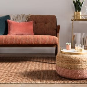 Oliana Ombre Natural Beige/ Light Pink Cylinder Pouf