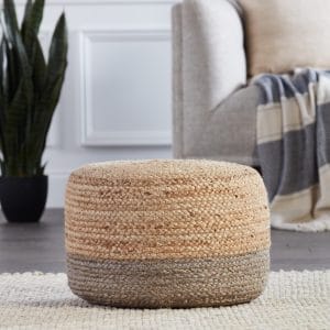 Oliana Natural Ombre Taupe/ Beige Cylinder Pouf