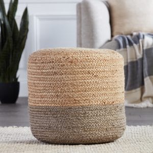  Oliana Natural Ombre Taupe/ Beige Cylinder Pouf