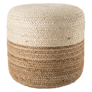  Oliana Natural Ombre White/ Beige Cylinder Pouf