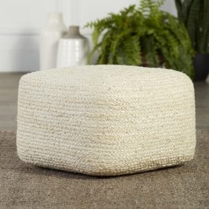 Sangam Natural Solid Ivory Cuboid Pouf