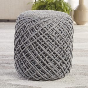 Lykke Indoor/ Outdoor Solid Gray/ Blue Cylinder Pouf