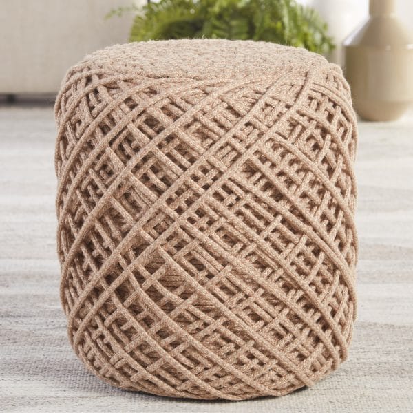 Lykke Indoor/ Outdoor Solid Light Taupe Cylinder Pouf