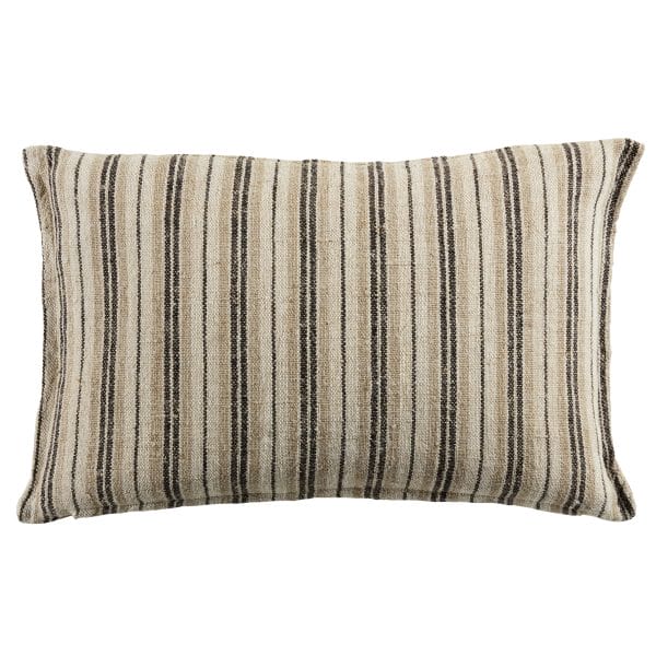 Lucien Striped Dark Brown/ Cream Down Pillow (13"X21" Lumbar)