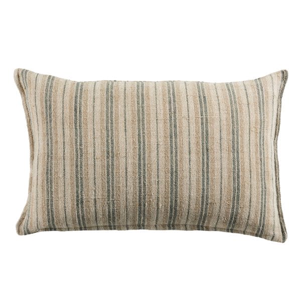 Lucien Striped Cream/ Mint Down Pillow (13"X21" Lumbar)