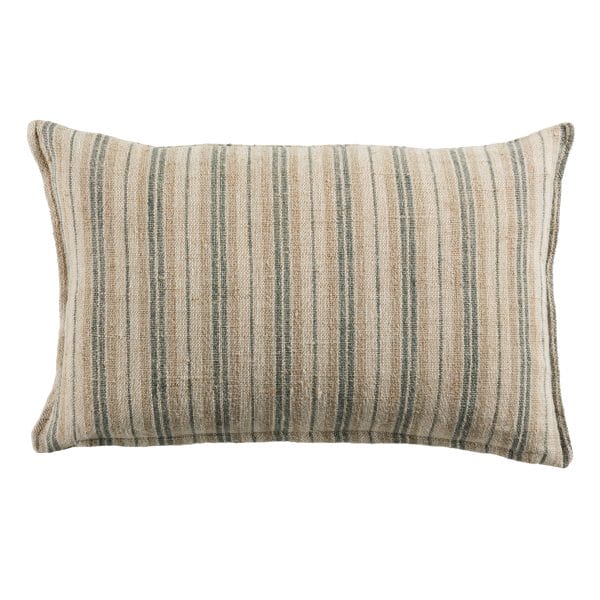 Lucien Striped Cream/ Mint Down Pillow (13"X21" Lumbar)