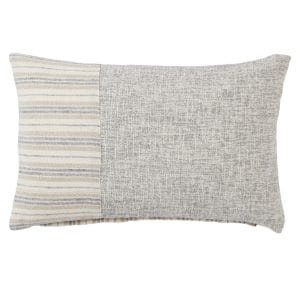 Madelia Striped Cream/ Silver Down Pillow (13"X21" Lumbar)