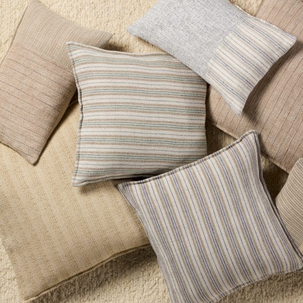 Ove Striped Light Brown Down Pillow (22" Square)