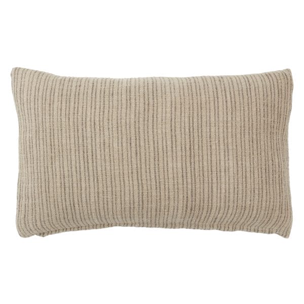 Moira Striped Cream/ Light Brown Down Pillow (13"X21" Lumbar)