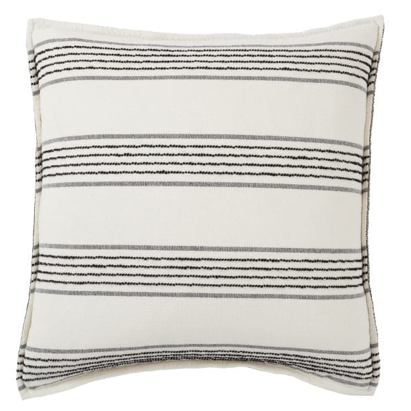 Dolan Striped Black/ Ivory Down Pillow (22" Square)