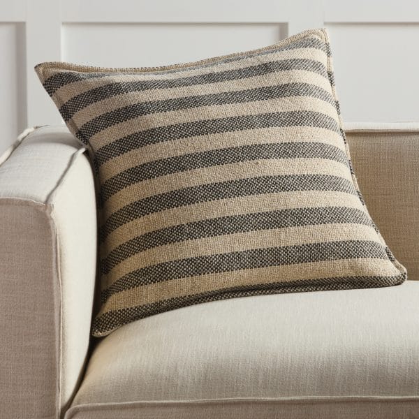 Brom Striped Beige/ Black Down Pillow (22" Square)