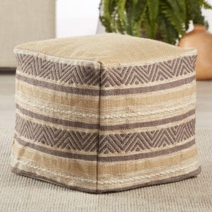 Carcaba Indoor/ Outdoor Striped Beige/ Gray Cube Pouf