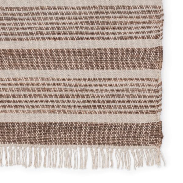 Vibe by  Kahlo Natural Striped Taupe/ Cream Area Rug (5'X8')