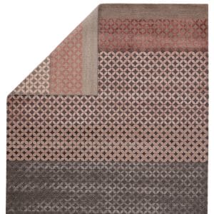 Kavi by  Brumoso Hand-Knotted Trellis Gray/ Pink Area Rug (8'X10')