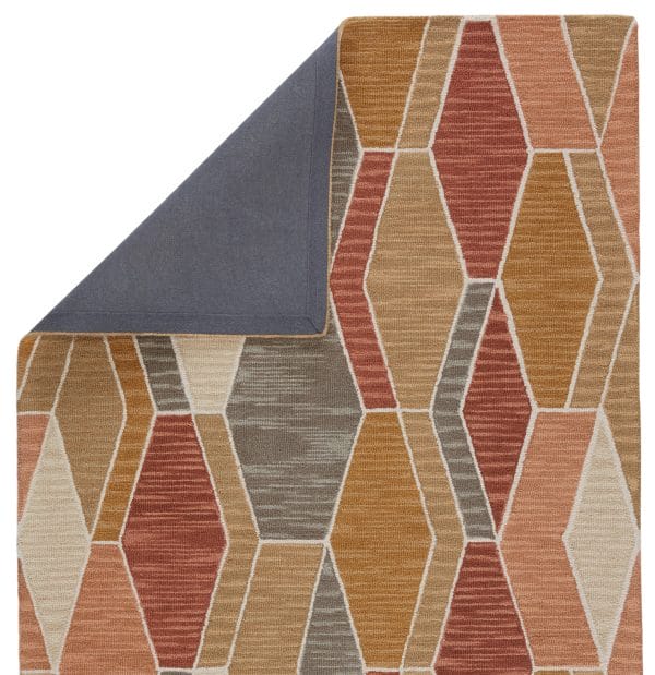Vibe by  Sade Handmade Geometric Orange/ Gold Area Rug (10'X14')