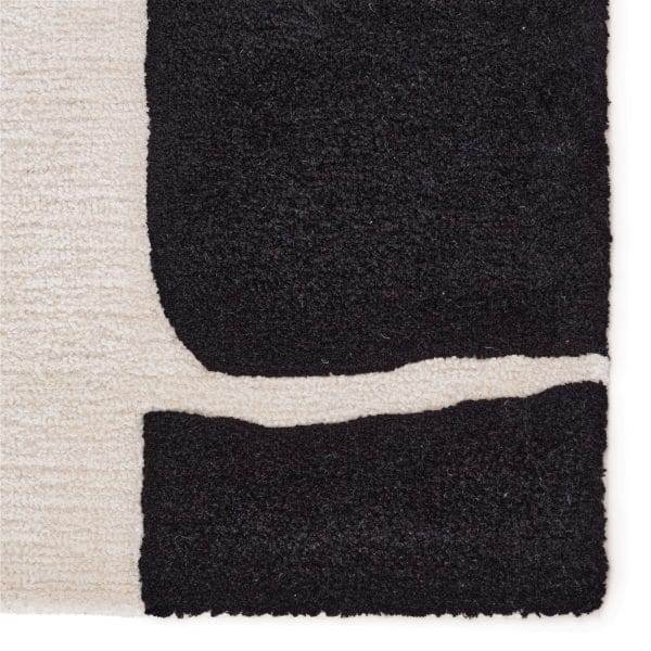 Noverre Handmade Abstract Black/ Cream Area Rug (8'X10')