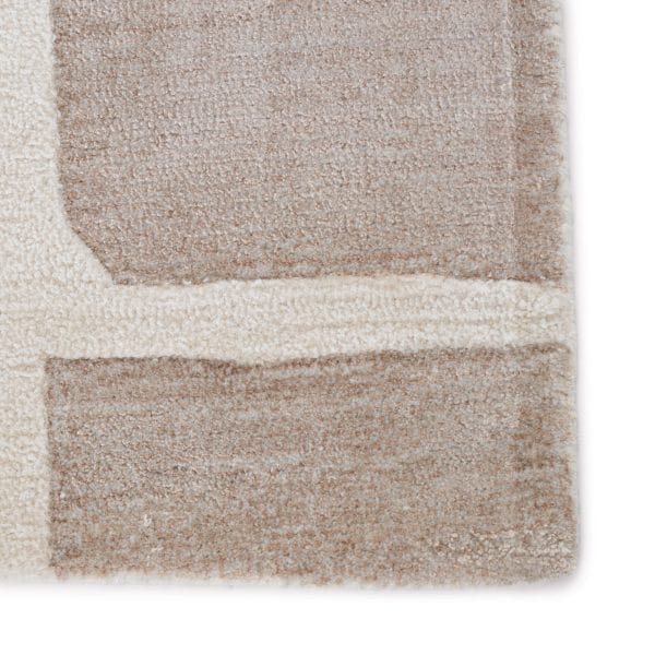 Noverre Handmade Abstract Taupe/ Cream Area Rug (8'X10')