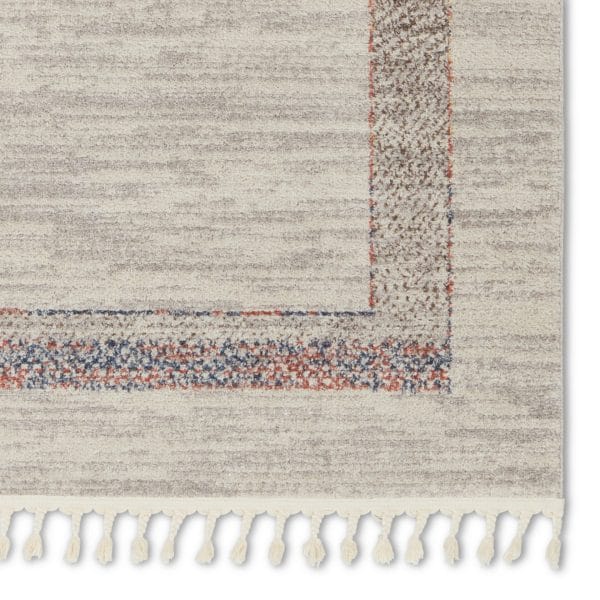 Vibe by  Adalet Bordered Light Gray/ Clay Area Rug (5'3"X7'6")
