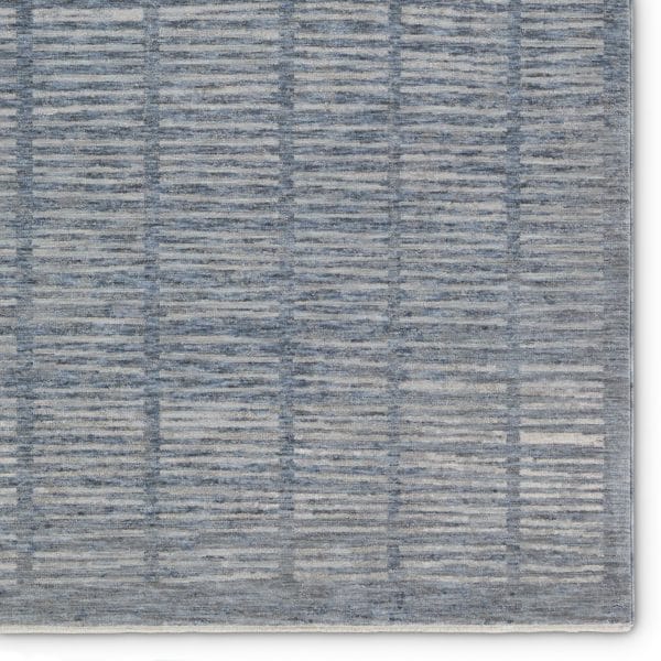 Dounia Striped Blue/ Light Gray Area Rug (5'X8')