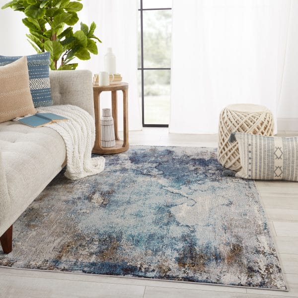 Vibe by  Comet Abstract Blue/ Brown Runner Rug (3'X8')