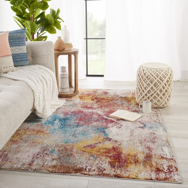 Vibe by  Comet Abstract Multicolor/ Red Runner Rug (3'X8')