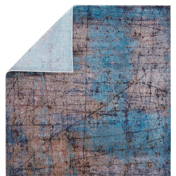 Vibe by  Hoku Abstract Blue/ Brown Area Rug (6'7"X9'6")