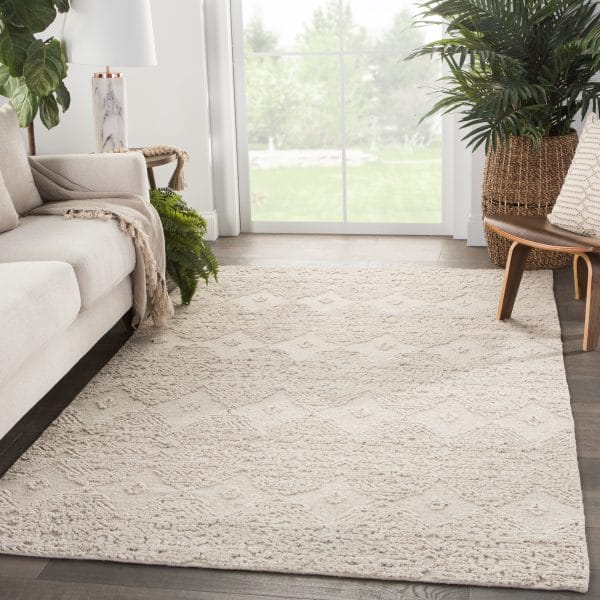 Dentelle Hand-Knotted Geometric Beige Area Rug (5'6"X8')