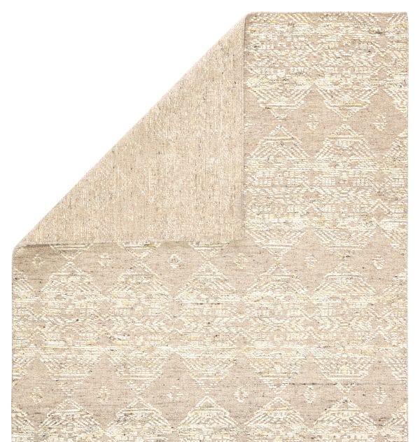 Dentelle Hand-Knotted Geometric Beige/ Gold Area Rug (5'6"X8')