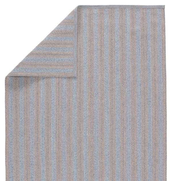 Topsail Indoor/ Outdoor Striped Light Blue/ Taupe Area Rug (2'X3')