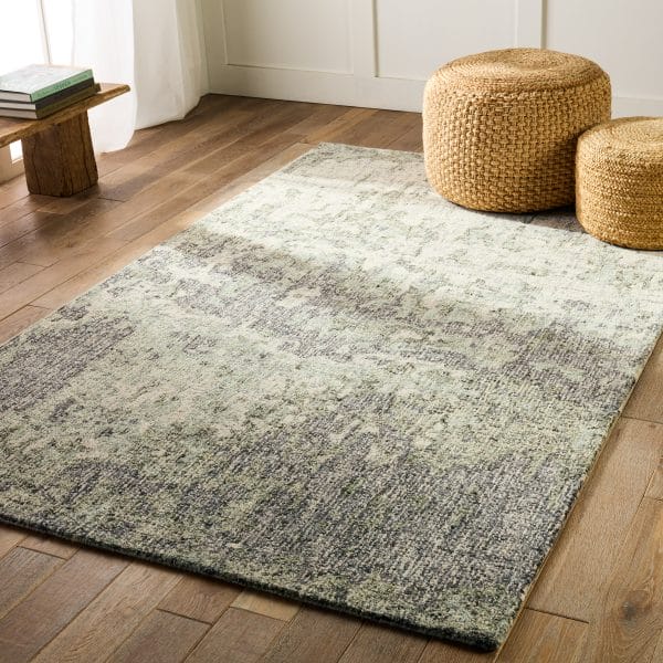 Absolon Handmade Abstract Taupe/ Green Area Rug (8'X10')