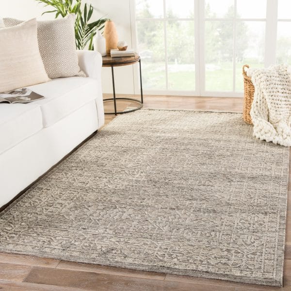 Sian Hand-Knotted Floral Gray/ Beige Area Rug (6'X9')