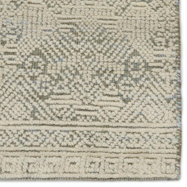 Parra Hand-Knotted Trellis Ivory/ Green Area Rug (6'X9')