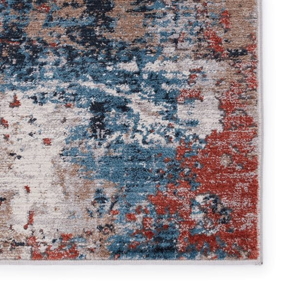 Vibe by  Casiane Abstract Red/ Blue Runner Rug (2'6"X8')