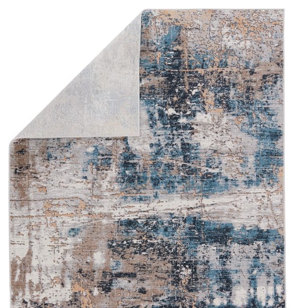 Vibe by  Casiane Abstract Gold/ Blue Runner Rug (2'6"X8')