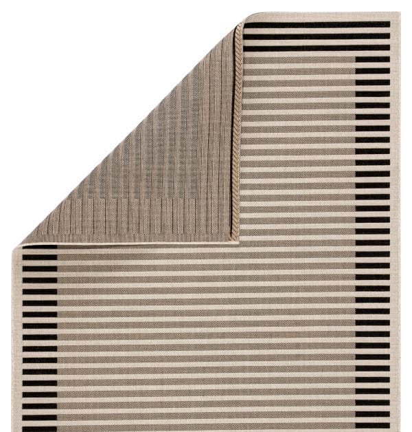 Fathom Indoor/ Outdoor Striped Ivory/ Black Area Rug (2'X3'7")