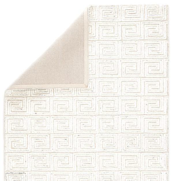 Harkness Handmade Geometric White/ Gray Area Rug (5'X8')