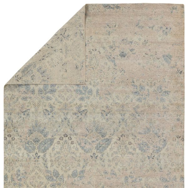 Madora Hand-Knotted Damask Gray/ Blue Area Rug (6'X9')
