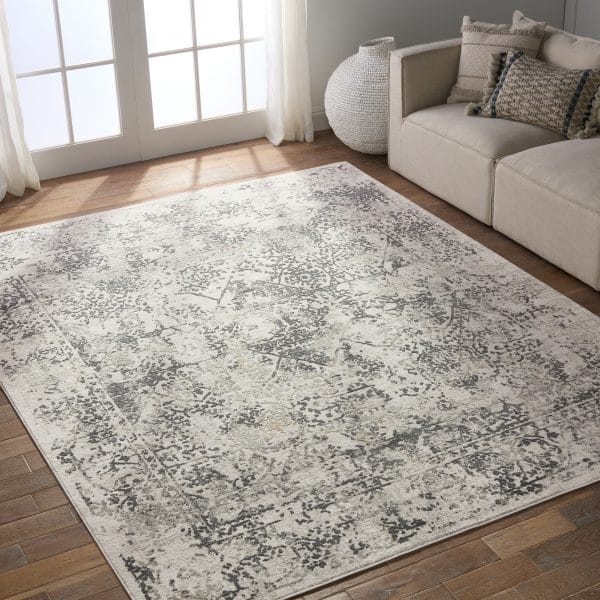 Yvie Abstract White/ Gray Area Rug (8'X10')
